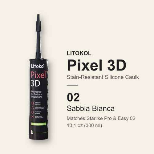 Pixel 3D silicone caulk, color 02 Sabbia Bianca